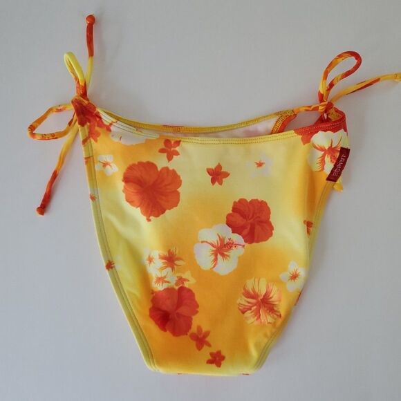 Esprit Beach Yellow Orange Tropical Floral Vintage 2 Piece Bikini Womens Medium - Picture 8 of 11